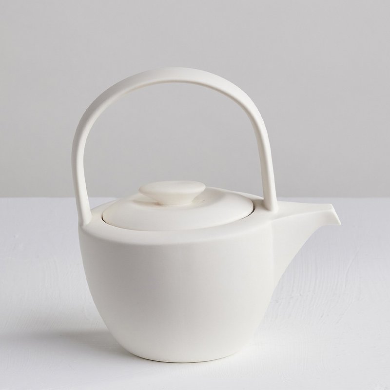 【3,co】海洋斜月壺(兩件式) - 茶具/茶杯 - 瓷 白色