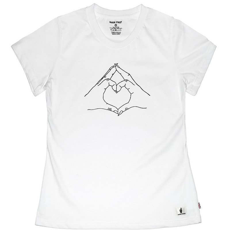 British Fashion Brand -Baker Street- Love T-shirt - Women's T-Shirts - Cotton & Hemp White
