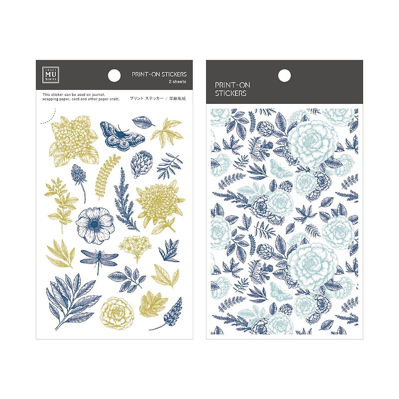 【Print-On Stickers 轉印貼紙】no.51-草本花卉 | 花草系列 - 貼紙 - 其他材質 藍色