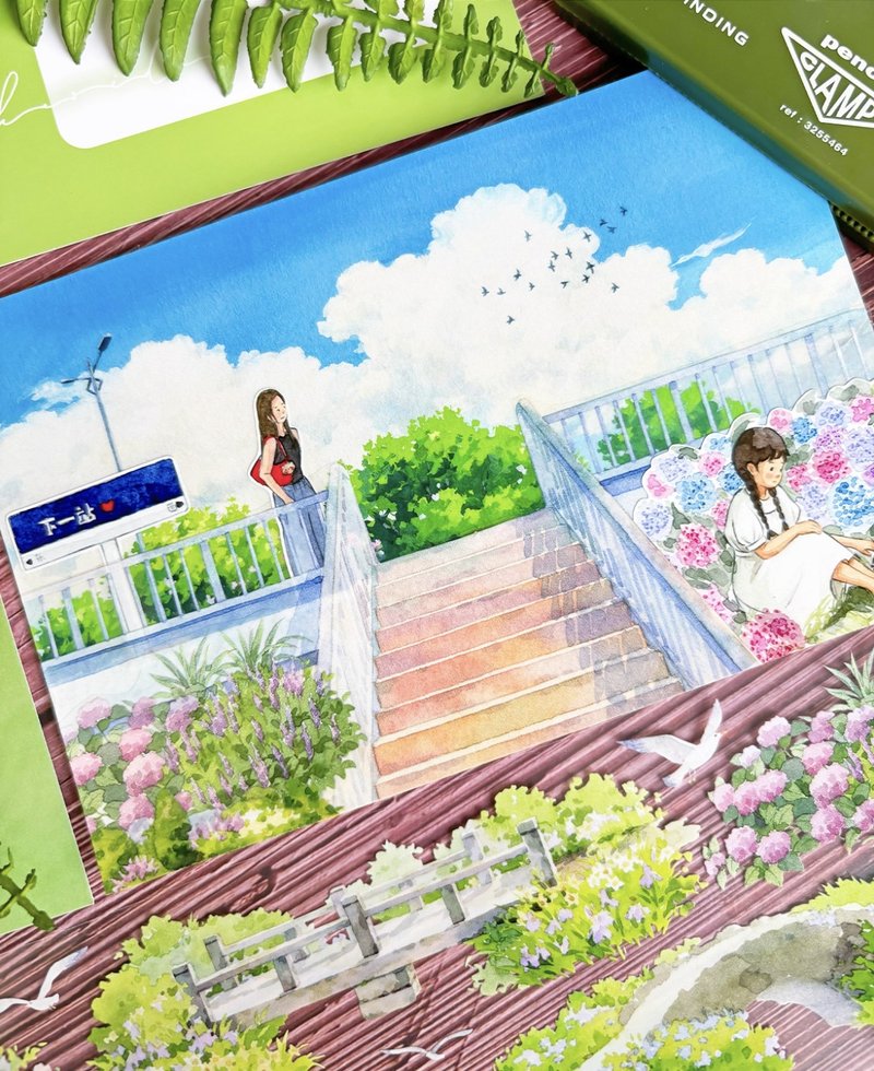 光溯雲橋 立体的な構造感 橋 水彩風景 PET & 和紙マスキングテープ - マスキングテープ・PET テープ - その他の素材 多色