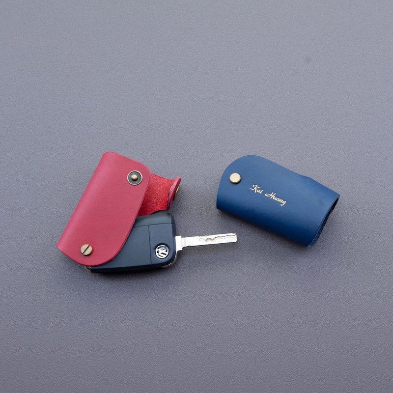 福斯 Volkswagen 汽車鑰匙皮套 晶片 真皮保護套 客製燙金 情人 - 鑰匙圈/鑰匙包 - 真皮 多色