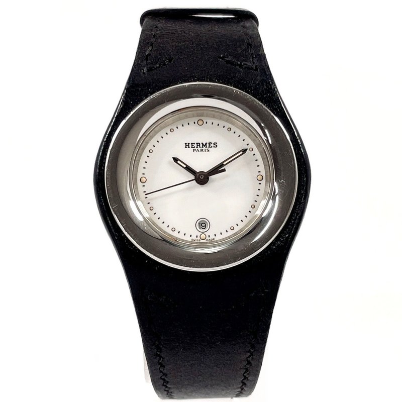 【日本直送 中古美品】エルメス HERMES 腕時計 HA1.210 アーネ ステンレススチール/レザー シルバー/ブラック - 女錶 - 不鏽鋼 銀色