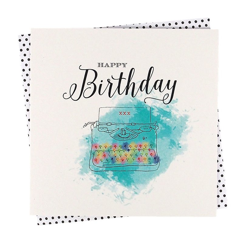 Retro typewriter keyboard [Clare Maddicott INK Card-Birthday Wishes] - Cards & Postcards - Paper Multicolor
