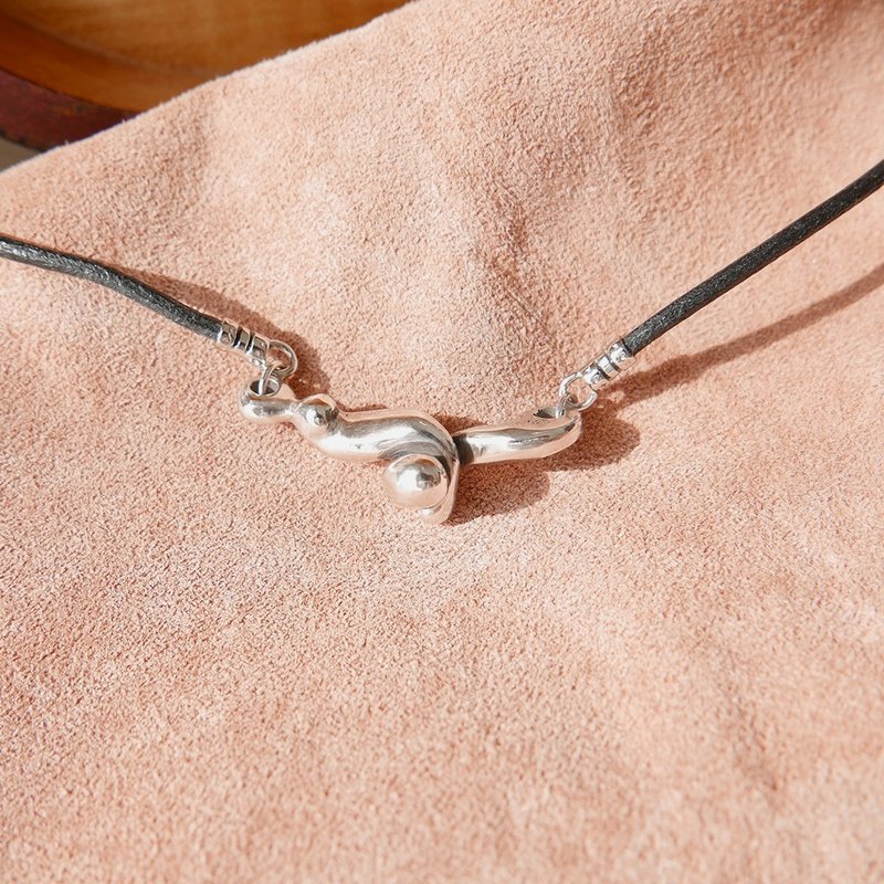 Organic curve necklace/silver935 - Necklaces - Sterling Silver Silver