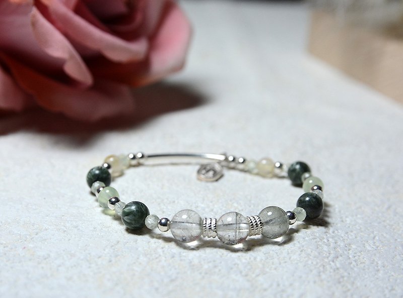 Gloomy Green l Green Ghost l Green Stone Crystal l Prehnite l Sterling Silver Jewelry [Gift Recommendation] - Bracelets - Crystal 