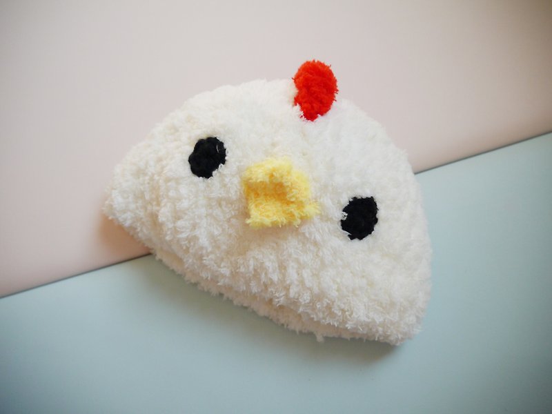 寶寶帽 小雞造型毛帽 萬聖節裝扮  彌月禮  雞寶 - 口水肩/圍兜 - 聚酯纖維 白色