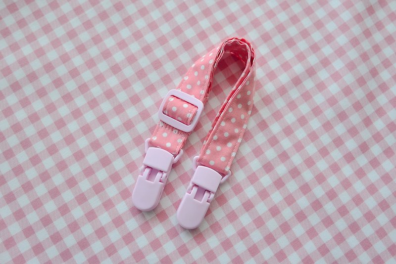 Pink Polka Dot - Adjustable Double Head Universal Clip - Bibs - Cotton & Hemp Pink