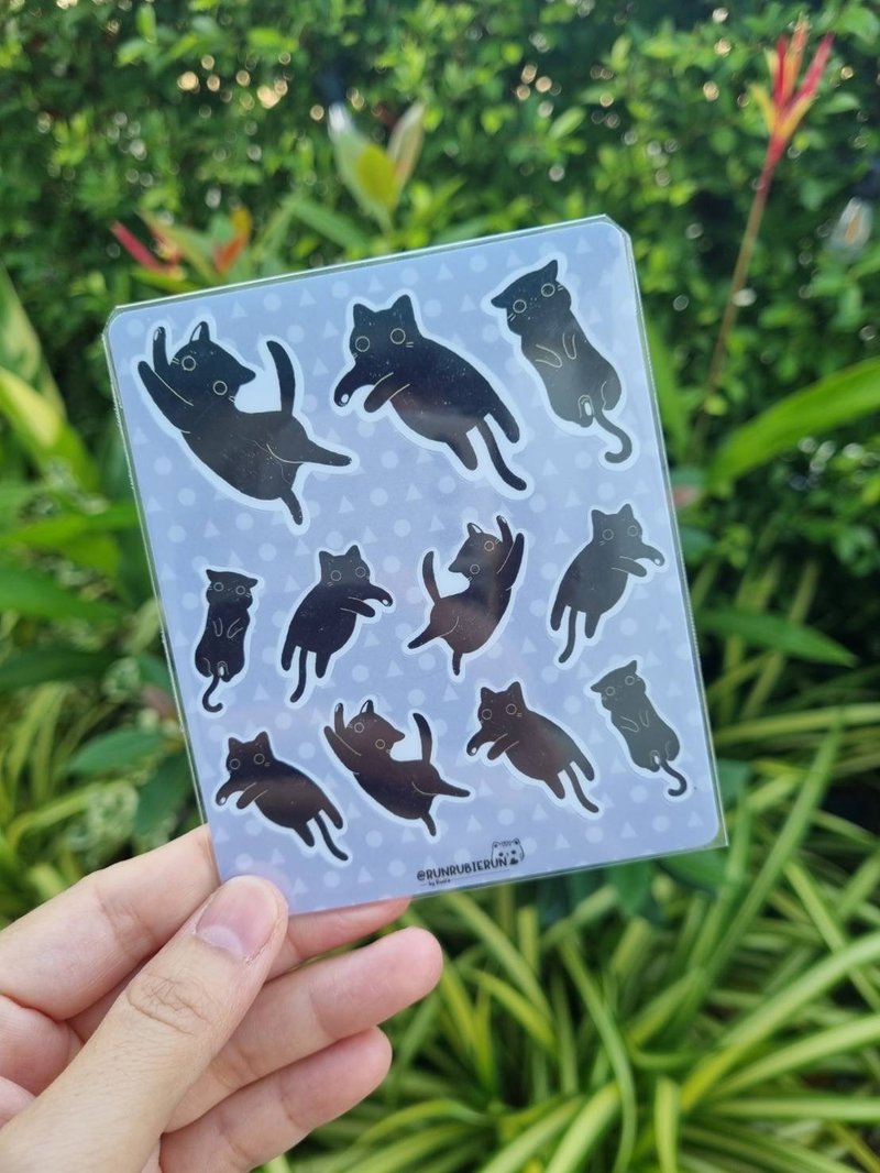 Mini sticker black cat. - 貼紙 - 紙 多色