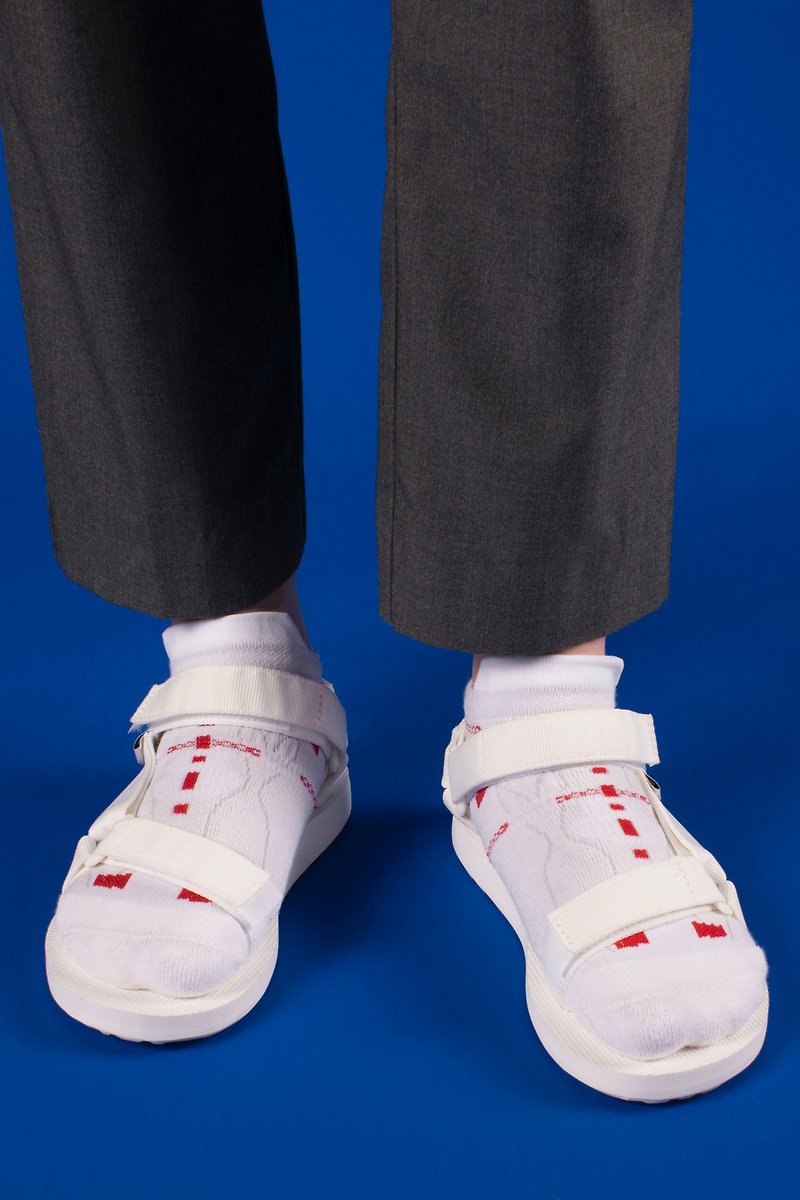 NIAR ST. Silver Red short socks - Socks - Cotton & Hemp White