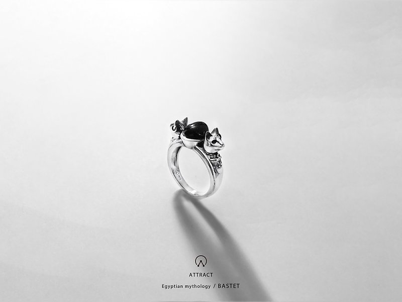 埃及守護者系列芭絲特銀製戒指 - 戒指 - 半寶石 