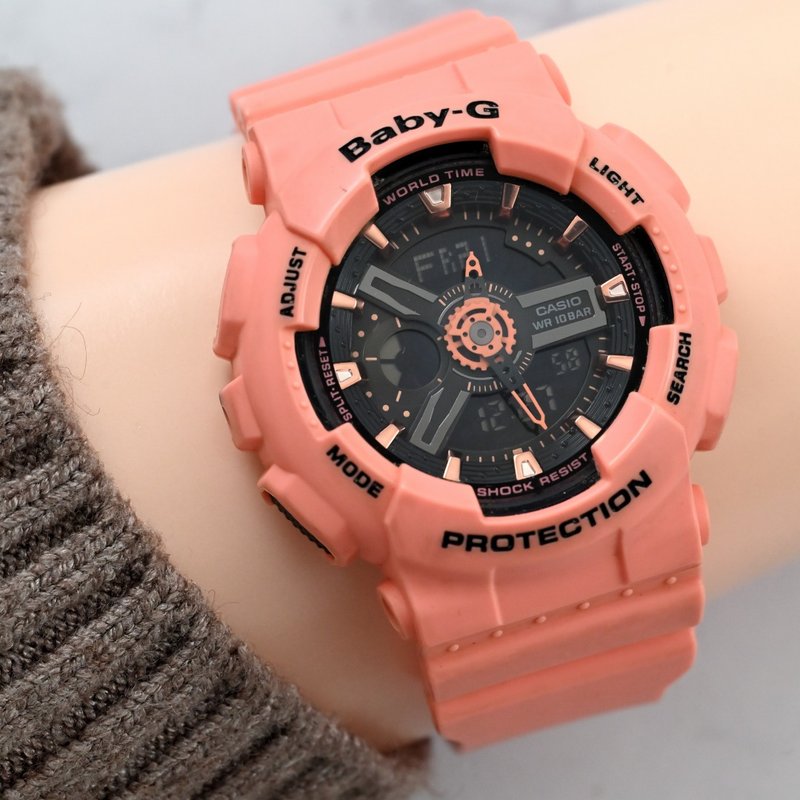 CASIO BabyG Pink Women's Watch Quartz Analog x Digital Rubber Resin BA111 - นาฬิกาผู้หญิง - ยาง สึชมพู