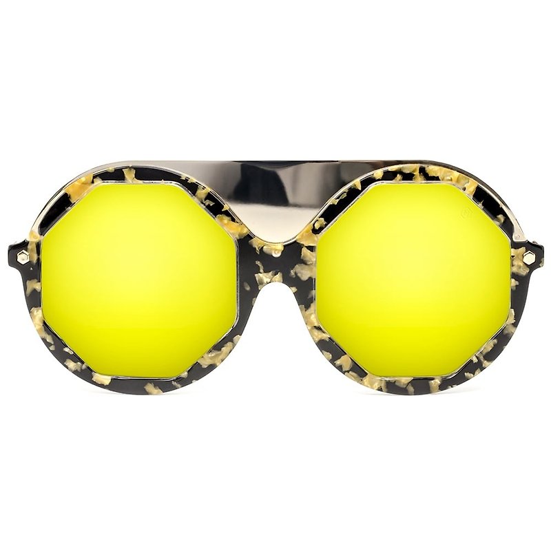 Sunglasses | Sunglasses | Black tortoiseshell round frame | Made in Italy | Plastic frame glasses - กรอบแว่นตา - วัสดุอื่นๆ สีทอง