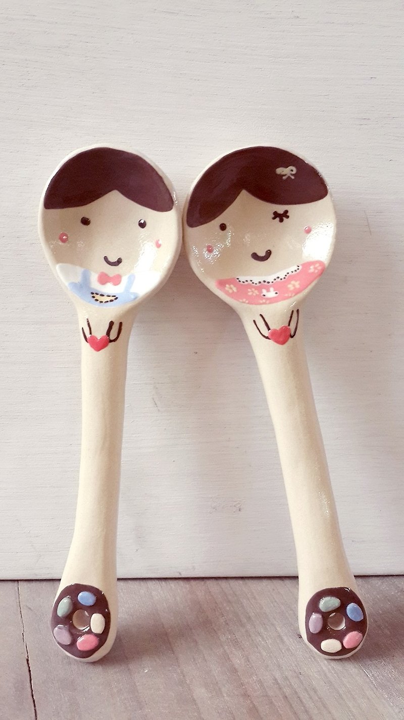 Two little guess spoon group - Pottery & Ceramics - Pottery Pink