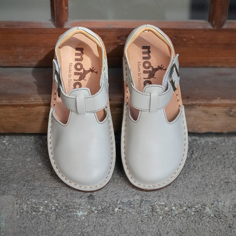 Vegetable tanned leather shoes Mary Jane_falling cow grain rice - Women's Leather Shoes - Genuine Leather White