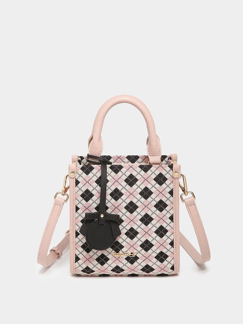 Bow check crossbody bag - Messenger Bags & Sling Bags - Other Materials Pink