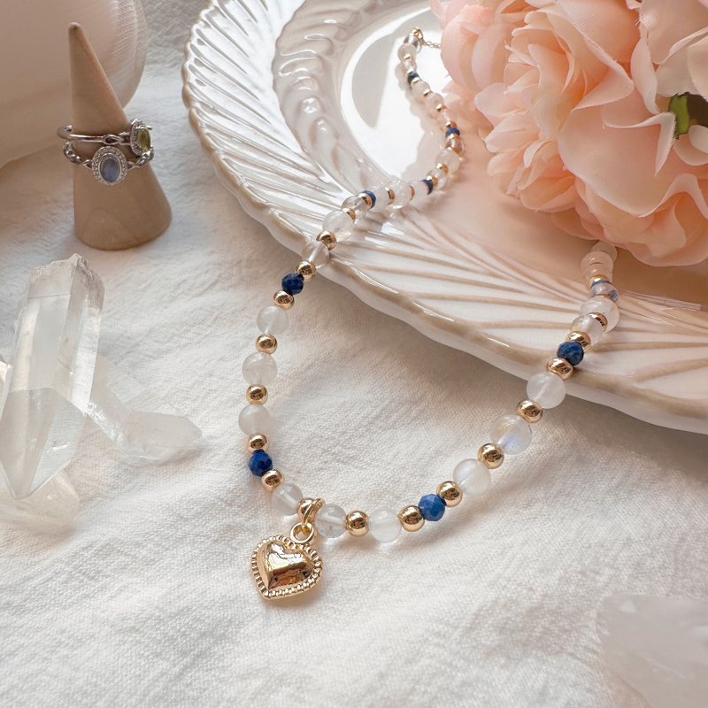 純淨之詩 白月光石 白水晶 藍月光石 青金石項鍊 - 項鍊 - 半寶石 白色