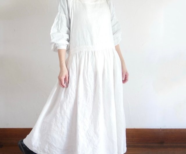 【こよしさん様引き続き専用ページ】linen＊ギャザーたっぷりエプロンワンピース こよしさんページ】linenバンブー＊ギャザーたっぷりエプロン