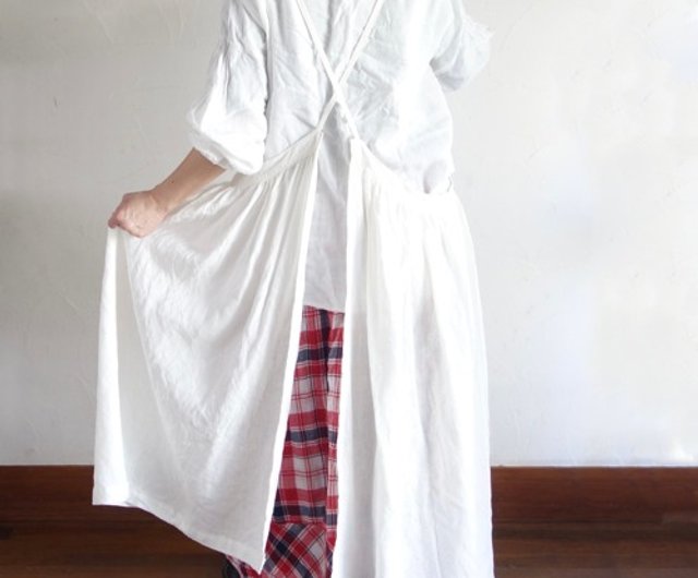 ギャザーたっぷり*リネンのエプロンワンピース - ショップ