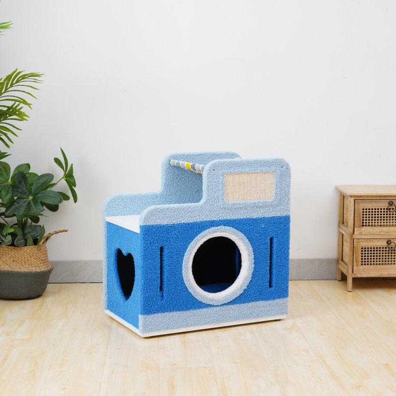 American Petpals | Blue Love Camera Cat Nest - อุปกรณ์แมว - ผ้าฝ้าย/ผ้าลินิน 