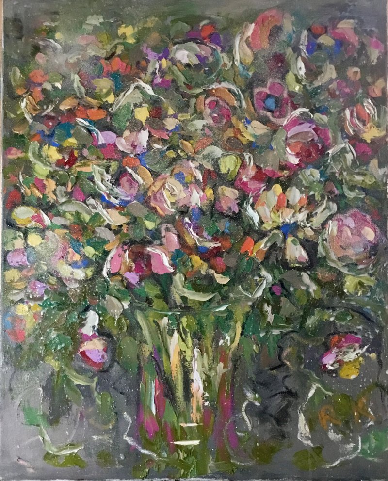 Golden Garden – Original Oil Painting on Canvas, 40×50 cm - 壁貼/牆壁裝飾 - 其他材質 多色