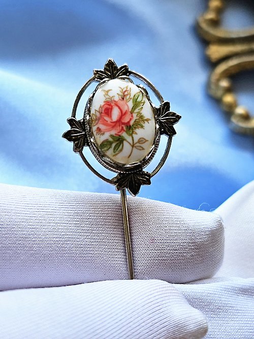American Western antique jewelry / white enamel white porcelain rose flower  group glaze antique ring / vintage jewelry - Shop Hale-Jewelry General Rings  - Pinkoi