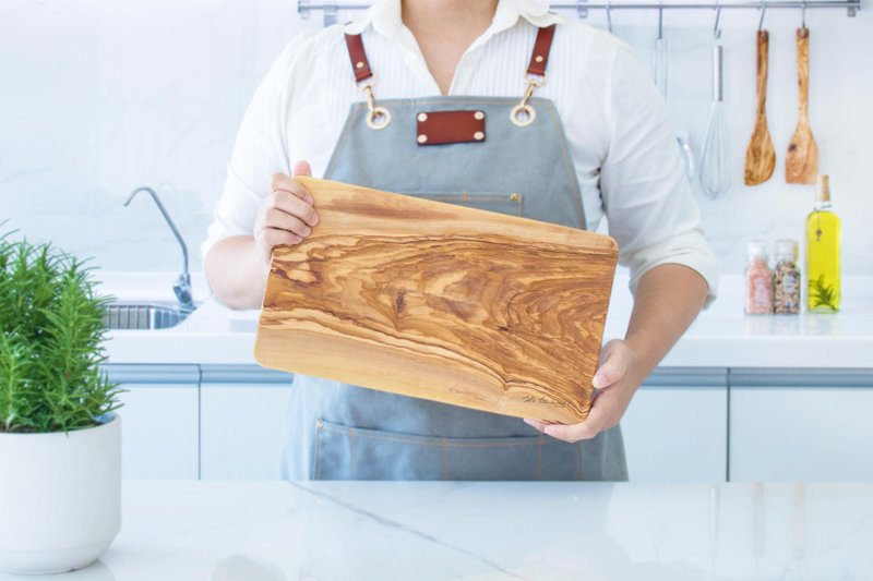 經典長方橄欖木砧板-35公分-料理-托盤-可選花紋 - 托盤/砧板 - 木頭 咖啡色