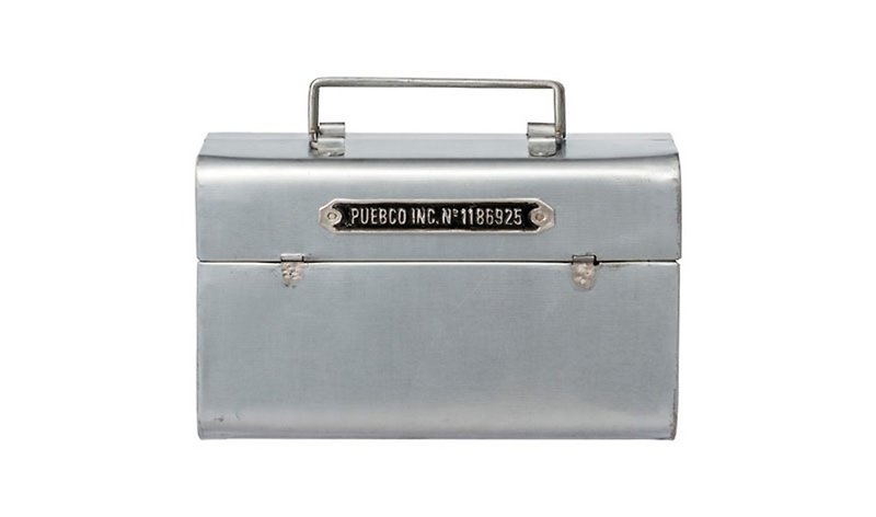 STEEL TOOL BOX Vintage Steel Portable Storage Box - Storage - Other Metals Silver