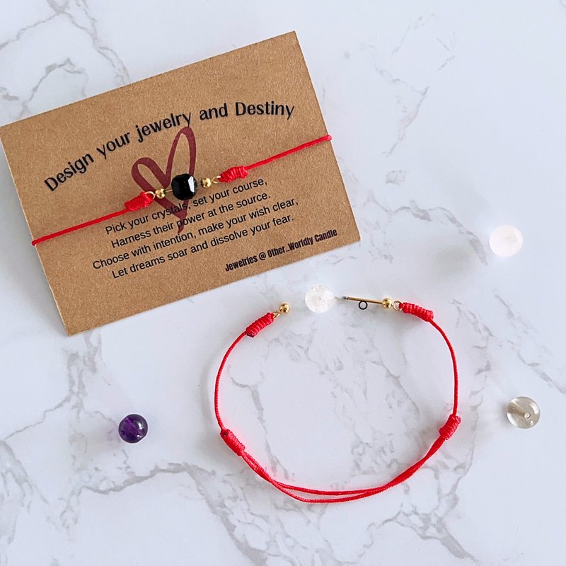 Handwoven Lucky Red Thread Bracelet • Exclusive Original Interchangeable Design - สร้อยข้อมือ - คริสตัล สีแดง