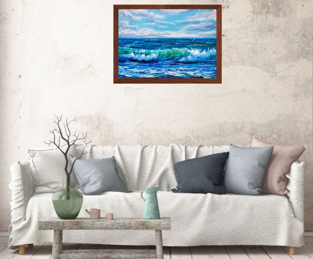波 絵画 海景 原画 キャンバスに油絵 手繪油畫 - ショップ