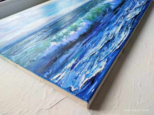 波 絵画 海景 原画 キャンバスに油絵 手繪油畫 - ショップ