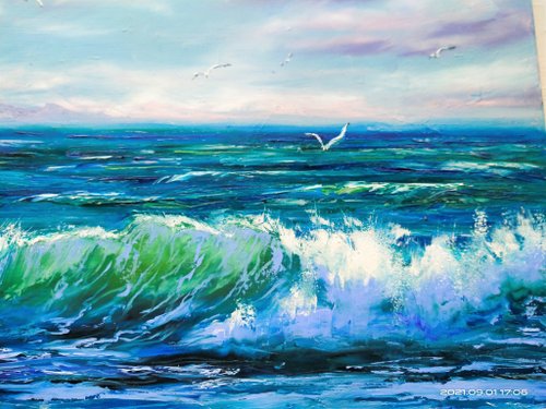 油絵　絵画　原画　ゴールドラメ増しバージョン『OceanView』 53a3ee3beedcaacf8178de0e07f18b