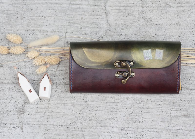 Accordion vegetable tanned leather long wallet - Lisbon story -Sugar Brown - Wallets - Genuine Leather Brown