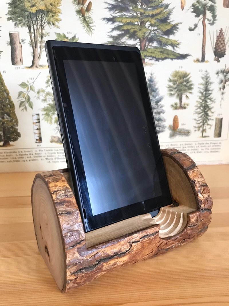 Log wood mobile phone amplifier stand - full screen model - ลำโพง - ไม้ สีนำ้ตาล