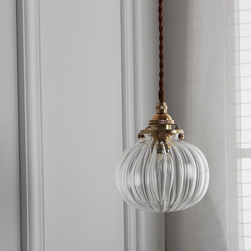 Retro ‧ Japanese style simple ‧ brass glass ‧ pumpkin chandelier │ Good Form ‧ good shape - โคมไฟ - ทองแดงทองเหลือง 