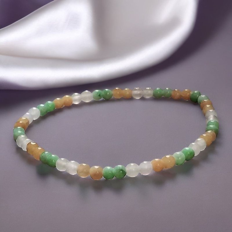 Ice type colorful jadeite hand beads | Natural Burmese jade A grade jadeite | Gift giving - Bracelets - Jade Multicolor