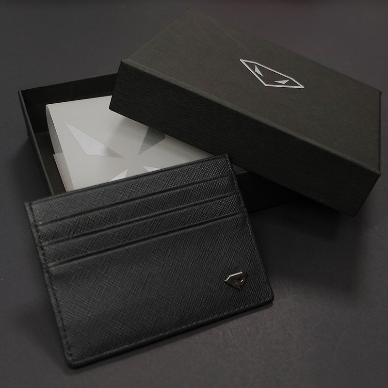 Classic X Card holder - กระเป๋าสตางค์ - หนังแท้ สีดำ