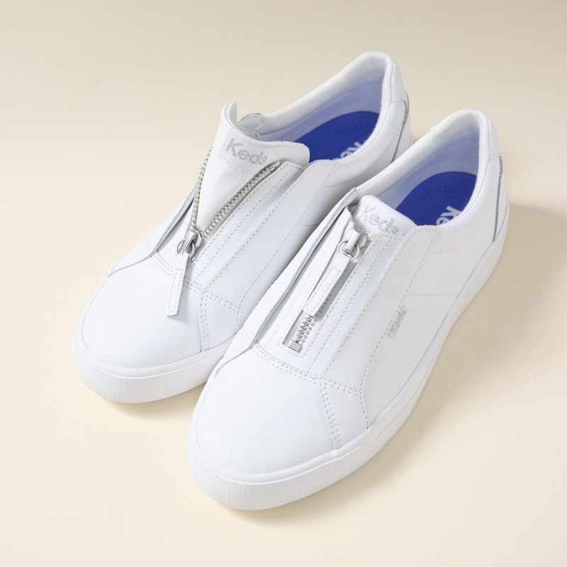Keds PURSUIT ZIP LEATHER レザージップスリッポン グレイシャーホワイト WH68978 - スリッポン - その他の素材 