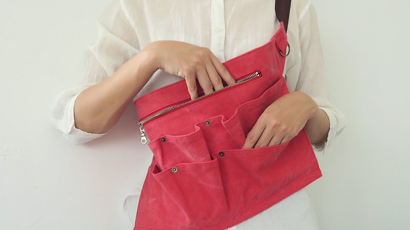 Waist tool bag | Canvas | Plum red - Toiletry Bags & Pouches - Cotton & Hemp Red