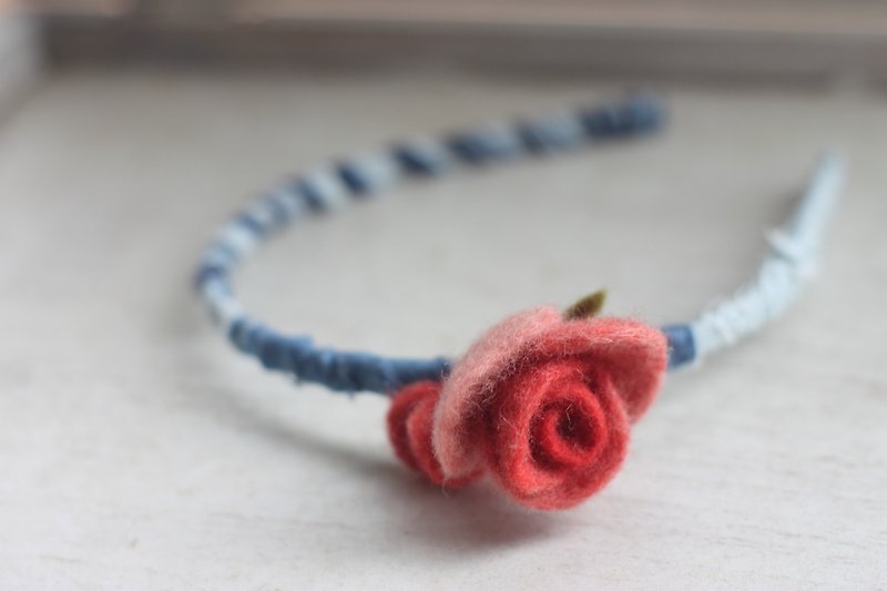 Red rose botanical dyed hair band customized - Headbands - Wool Red
