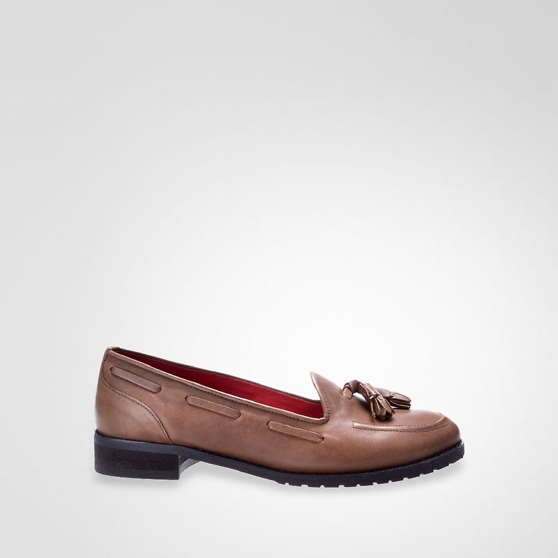 Classic coffee tassel loafers - Women's Oxford Shoes - Genuine Leather 