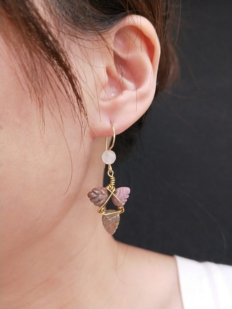 earring. Triangle Tourmaline * Pink Crystal Ear Hook Earrings - Earrings & Clip-ons - Semi-Precious Stones Multicolor