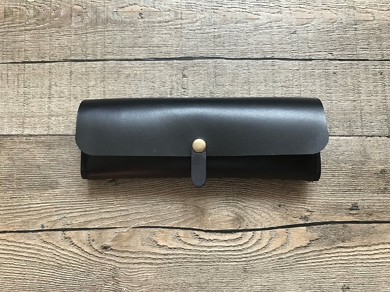 POPO│墨竹│ minimalist pencil case. Genuine leather case │ - Pencil Cases - Genuine Leather Black