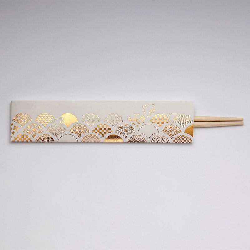 餐具 祝箸 小紋青海波 3雙入 - 筷子/筷架 - 紙 金色