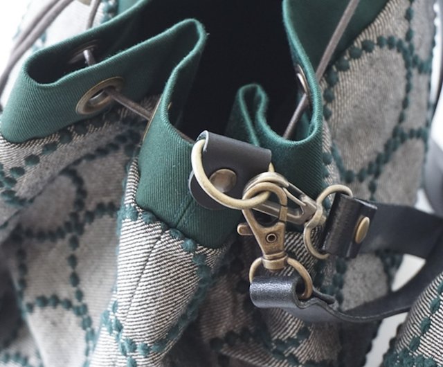 ミナペルホネンtambourineタンバリンDグリーン×クリーム/牛革A4トート