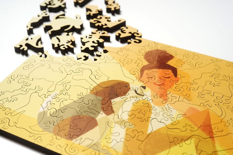 100P wooden puzzle _ accompany - เกมปริศนา - ไม้ สีเหลือง