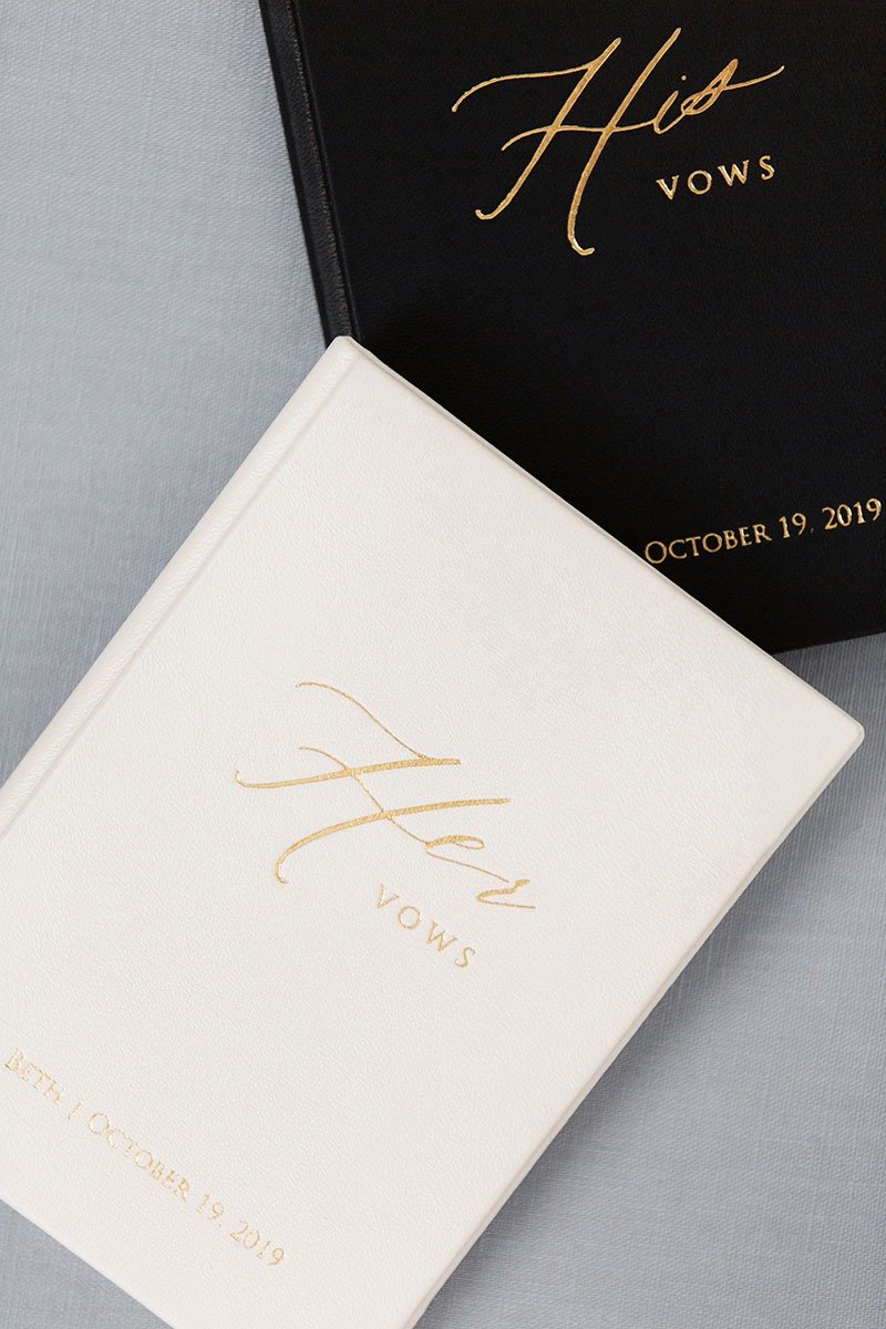 Vows Book - LEATHER 13x18 cm - Folio Folder Menu Holder His Her Vows Calligraphy - แฟ้ม - หนังแท้ หลากหลายสี