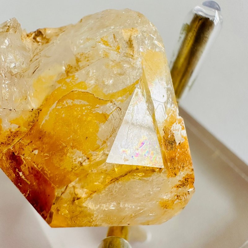 巴基斯坦黃泥骸骨水晶3 彩 彩虹開窗 骨幹水晶 原石原礦 脈輪淨化 - 擺飾/家飾品 - 其他材質 黃色
