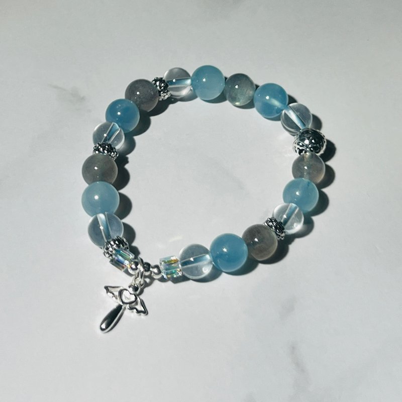 Aquamarine Labradorite White Crystal Design Bracelet - Bracelets - Crystal Blue