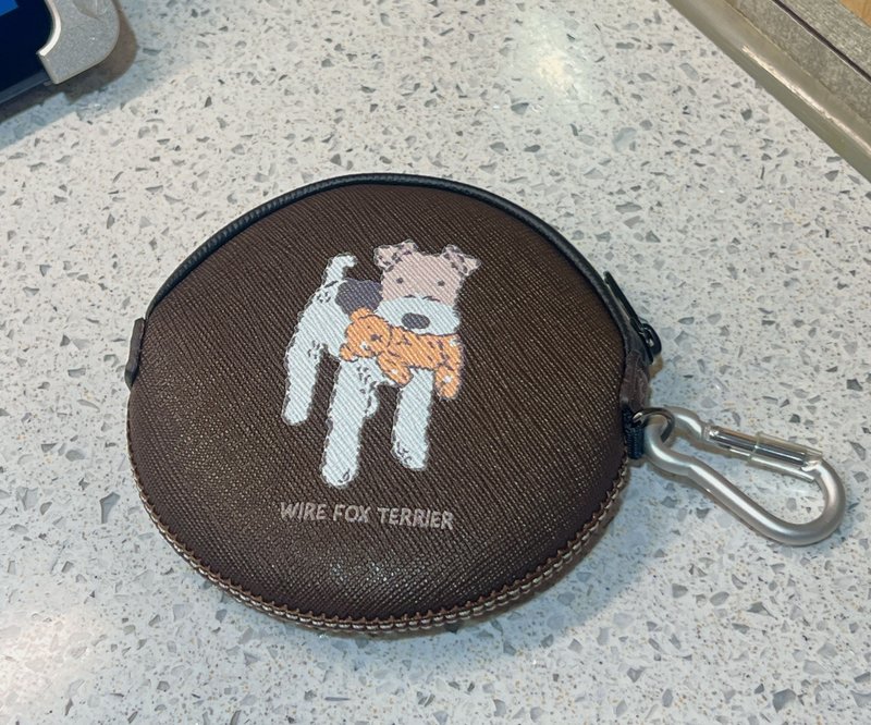 Wirefoxterrier leather coin purse~play with me - กระเป๋าใส่เหรียญ - หนังเทียม สีเขียว