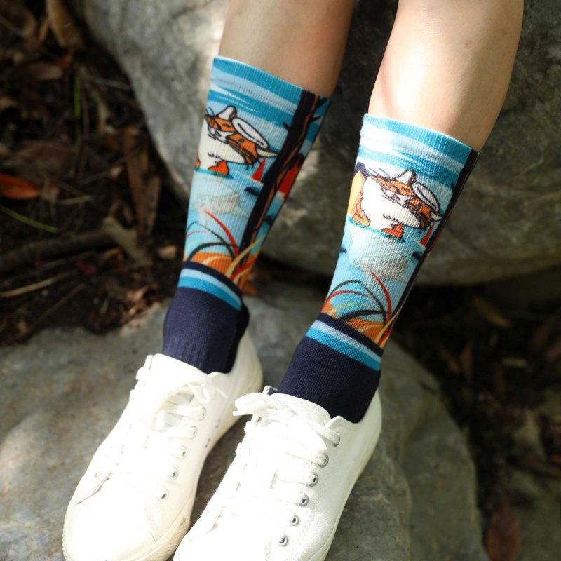 【Xiaochuang Socks】Cute Silly Inu/Dog/Pet/Shiba Inu/Dog Pie/Sports Socks - Socks - Eco-Friendly Materials Blue